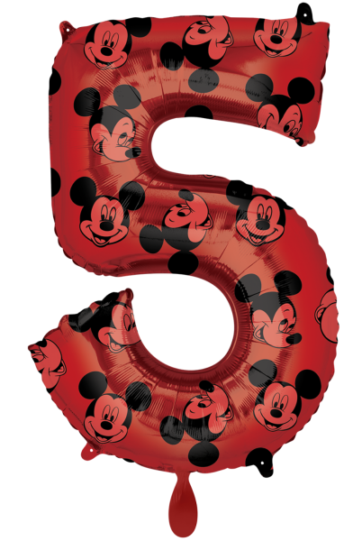 Folienballon - Zahl 5: Mickey Maus - ø 86cm